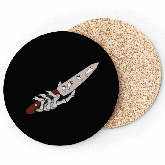 Skeleton Hand with Ghostly Dagger Theme Coasters