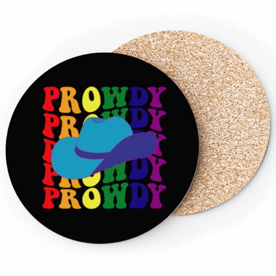 Prowdy Gay Lesbian Howdy Cowboy LGBTQ Pride Groovy Coasters