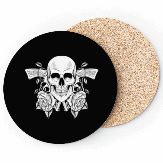 Skeleton Roses Guitar Guns Skull Roses Coasters
