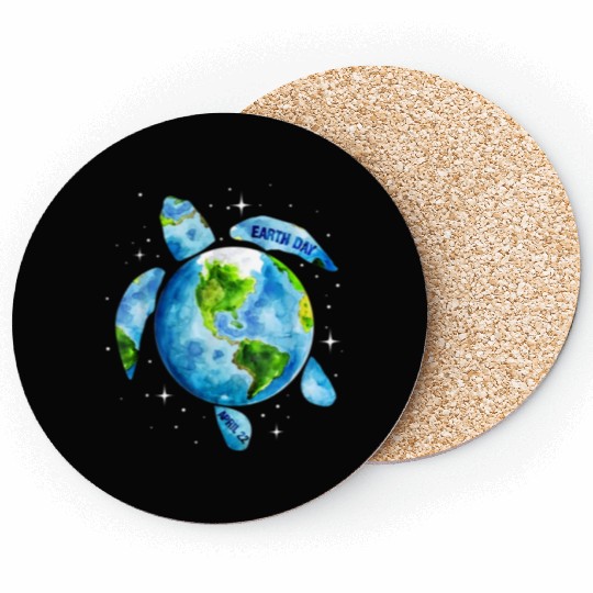 Earth Day Restore Earth Sea Turtle Art Coasters