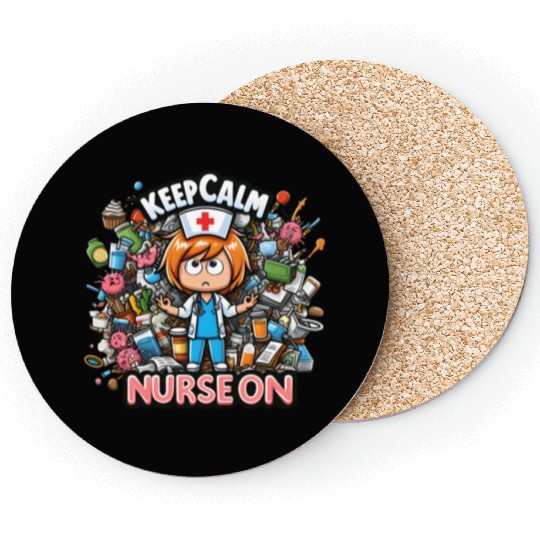 Keep Calm and Nurse On, Fun & Colorful Chaos Coasters