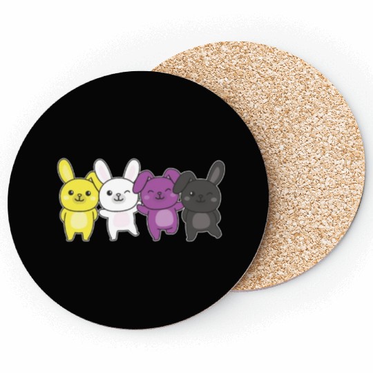 Nonbinary Bunny Flag Pride Lgbtq Cute Bunnys Coasters