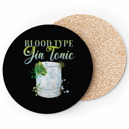 Blood Type gin and Tonic Bartender Coasters
