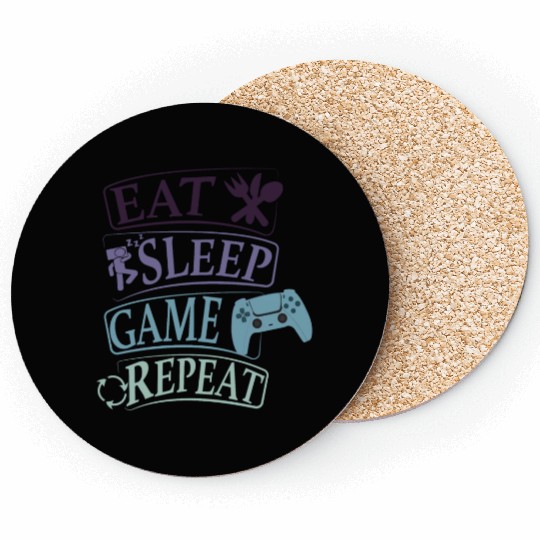 eat sleep game repeat 2 Coasters