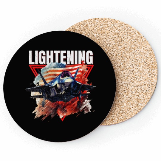 F35 Lightning Fighter Jet Plane Veteran Military Coasters