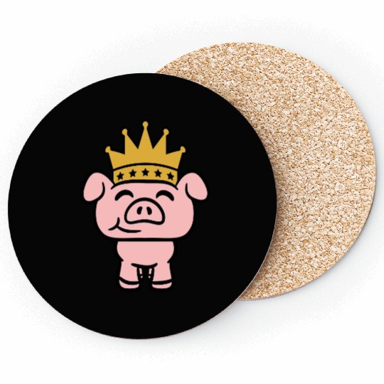 Pig King Queen Crown Prince Princess Piggy Piglet Coasters