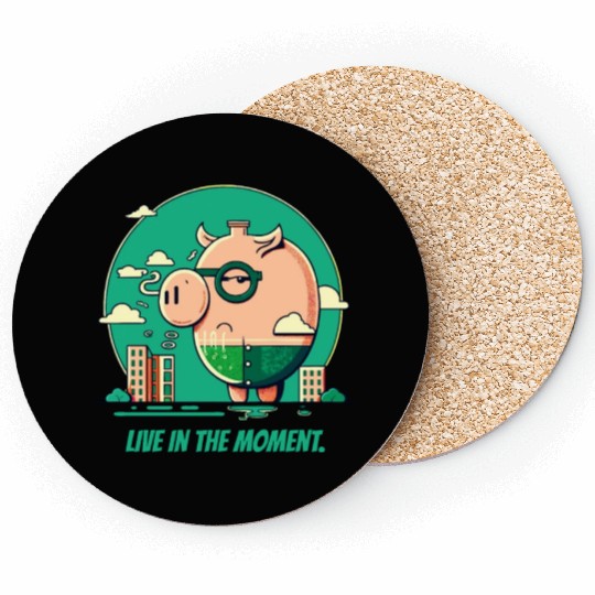 Live in the Moment Pig Coasters