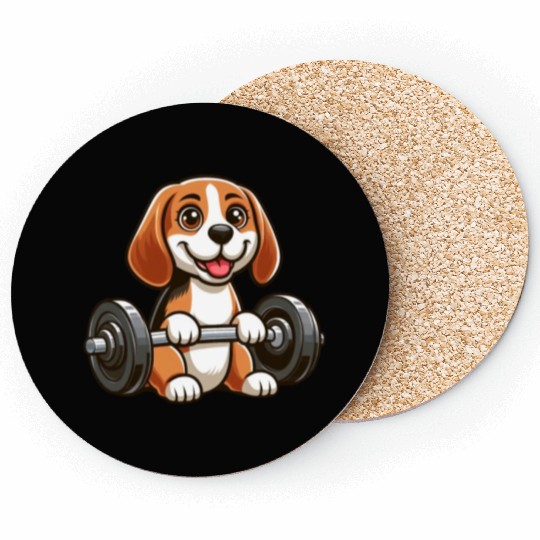 Beagle with Dumbbell Fitness Training Coasters
