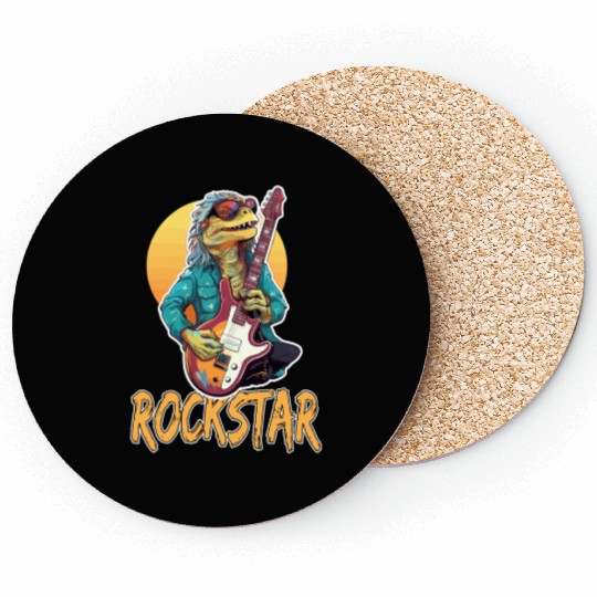 Rockstar Reptile Musician with Electric Guitar Coasters