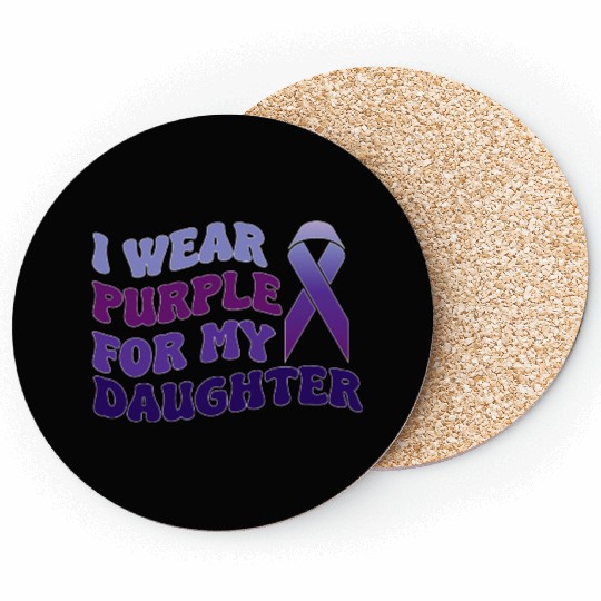 I Wear Purple For My Daughter Mom Dad Epilepsy Coasters