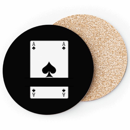 Playing card ace of spades with banner space Coasters
