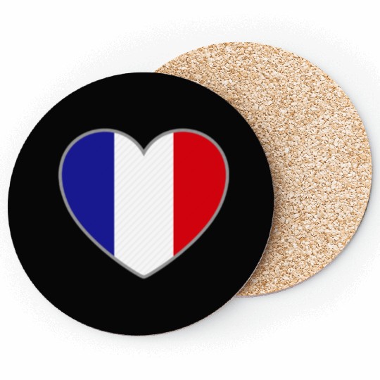 France flag heart unique French national Coasters