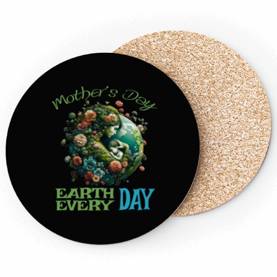 Green Mother's Day Earth Every Day Love Our Planet Coasters