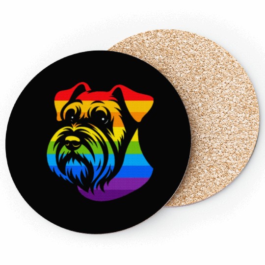 Miniature Schnauzer Rainbow LGBT Gay Pride Lesbian Coasters
