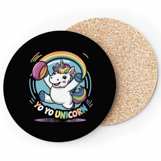 Funny YoYo Unicorn Rainbow Skill Coasters