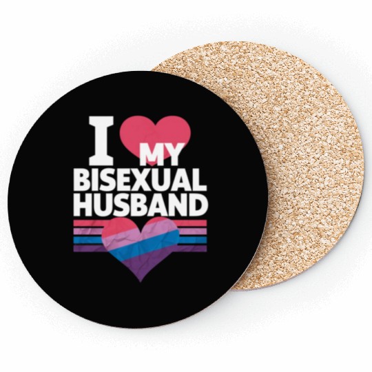 I Love My Bisexual Husband Bi Pride Bisexual Flag Coasters