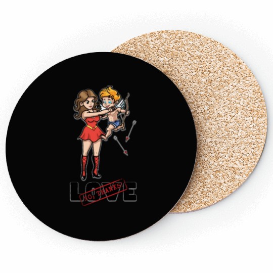 Anti-Valentine's Day design with a woman Coasters