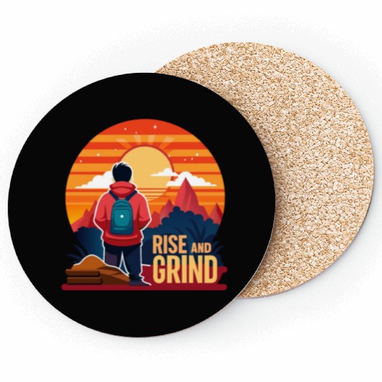 Rise and Grind - Sunrise Hustle Motivation Coasters