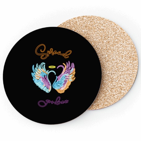 Neon angel wings with helo Coasters