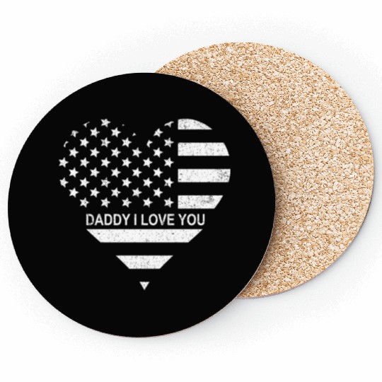 I Love Daddy American Flag Heart Gift Fathers Day Coasters