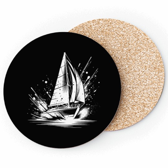 Fast Sailing Boat With Splash Waves Coasters