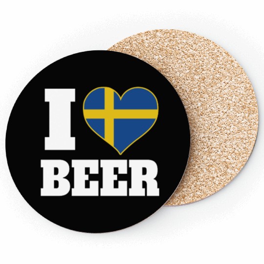 I Love Beer And Sweden Patriotic Expression Coasters