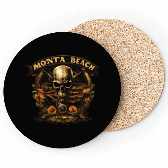 Monta Beach Bikers Skull Coasters