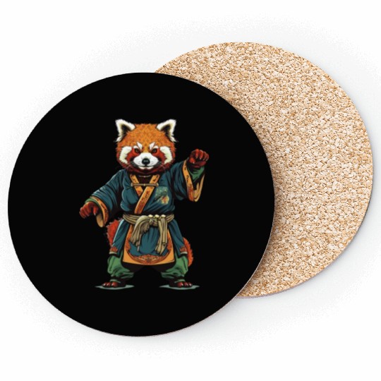 Red panda karate fighting style Coasters