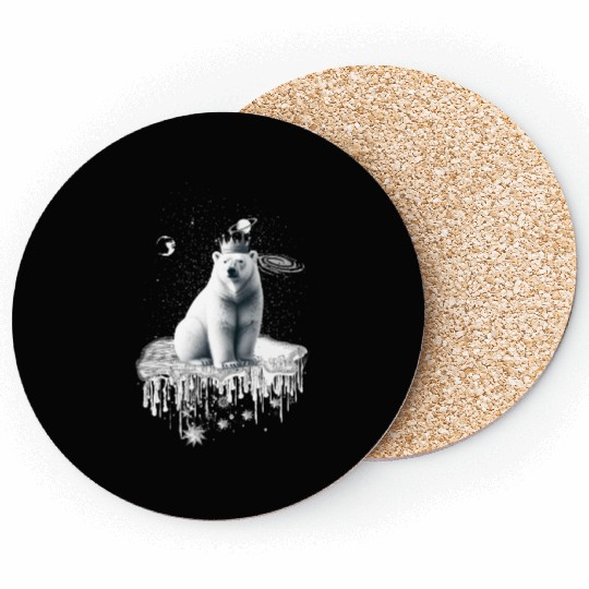 Polar bear with crown on ice floe arctic wildlife Coasters