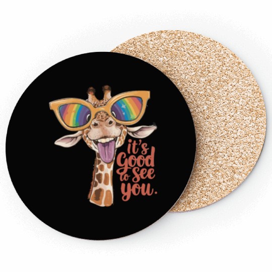 Funky Giraffe With Colorful Sunglasses Fun Saying Coasters
