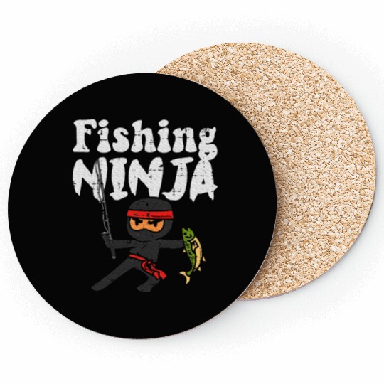 Fishing Ninja Fish Lover Toddler Youth Coasters