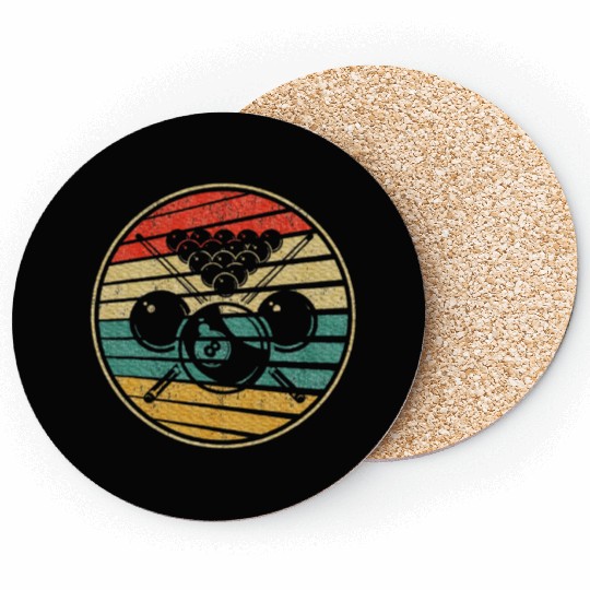 Pool Player Gift 70s 80s Billiards Lover Coasters