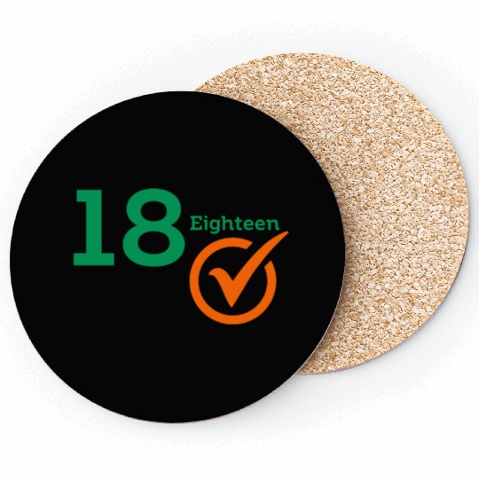 The Number 18 Eighteen Typography Coasters