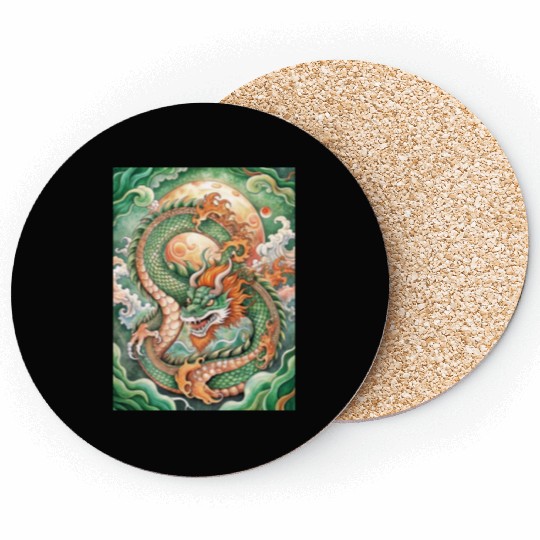 Traditional Chinese Dragon Ink Style Coasters