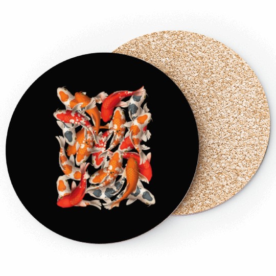 Japanese Asian Koi Fish Carp Nishikigoi Fish Art T Coasters