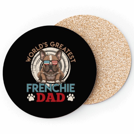 Frenchie Dad French Bulldog Owner Men Coasters