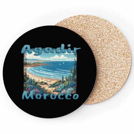 Agadir Morocco Beach Palms Nature Vacation Coasters