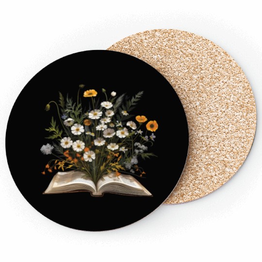 Book Lover Wildflowers Sleeve Coasters
