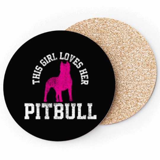 Unique Art For Girl Who Loves Her Pitbull Coasters