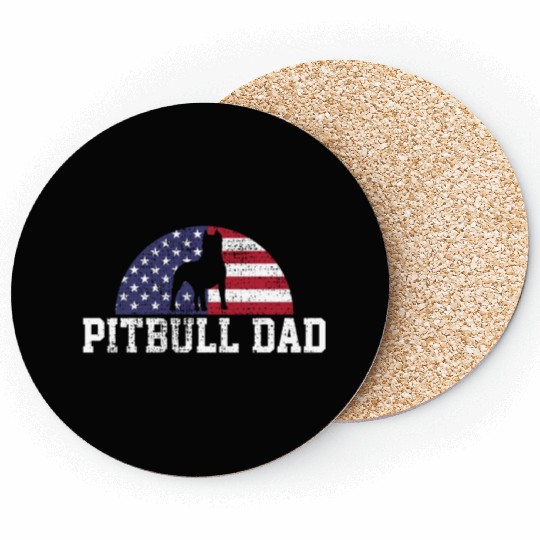 Pitbull Dad Papa Love Bond Unique Design Coasters