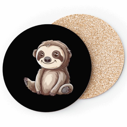 Charming Smiling Sloth Graphic Coasters