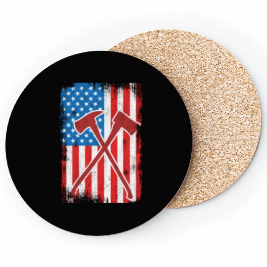4th Of July US Firefighter Coasters