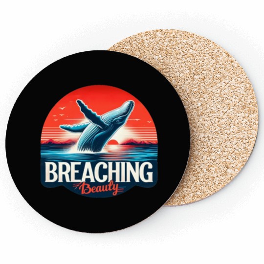 Retro Whale Breaching Ocean Coasters
