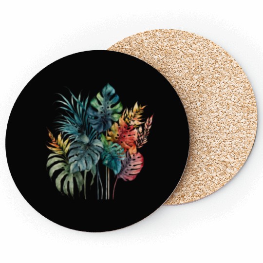 Watercolor Tropical Leaves Clipart, Tropical Leaf Coasters