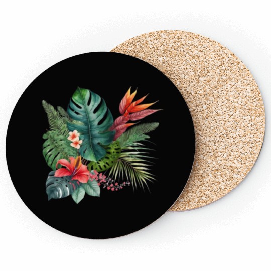 Watercolor Tropical Leaves Clipart, Tropical Leaf Coasters