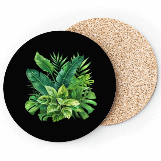 Verdant Haven: Tropical Leaf Ensemble Coasters