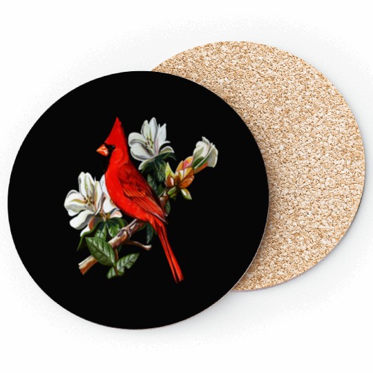 Northern Red Cardinal On A Branch Coasters