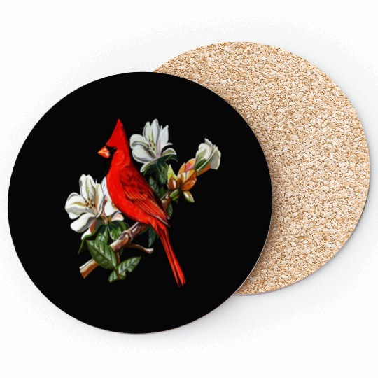 Northern Red Cardinal On A Branch Coasters