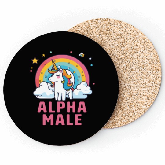 Alpha Male Unicorn Rainbow Coasters