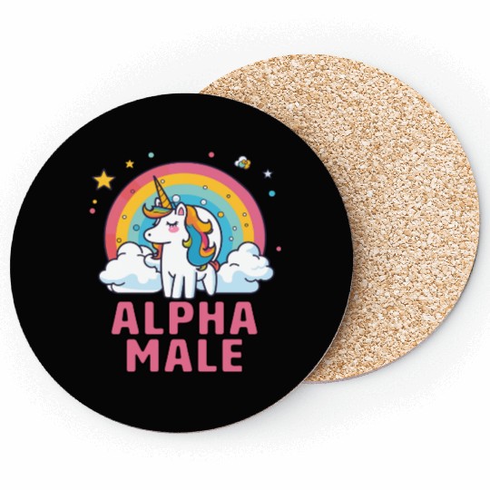 Alpha Male Unicorn Rainbow Coasters